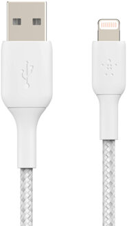 Braided iPhone Lightning naar USB kabel - 2m - Wit