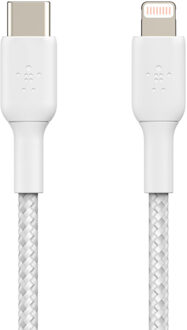 Braided USB-C-naar-Lightning 2 Meter Wit