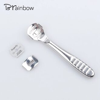 Brainbow 1Pc Rvs Voet File Voetverzorging Professionele Pedicure Gereedschap Dode Huid Eelt Remover + 10Pc Vervangen scherpe Messen