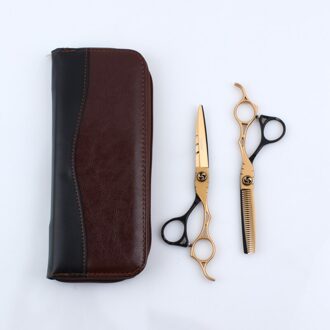 Brainbow Haar Snijden Schaar Kit 6 'Professionele Kapper Haar Knippen Scharen Schaar Scherpe Messen Kapper Kapsel set2-leer case