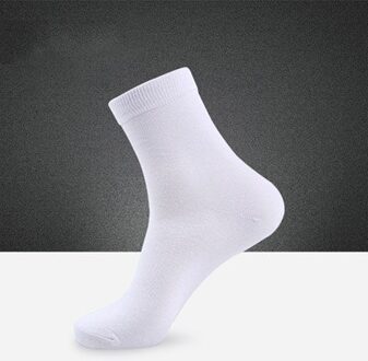 Brand 5 Pairs Nano Zilver Katoenen Sokken Casual Crew Sokken Anti-Bacteriële Deodorant Herfst Winter Mannen 'S Sokken wit