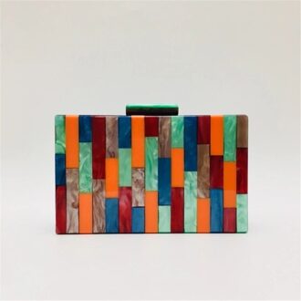 Brand Acryl Avondtassen Luxe Vrouwen Multi-color Patchwork Clutch Purse Lady Dress Party Prom Wedding Handtas