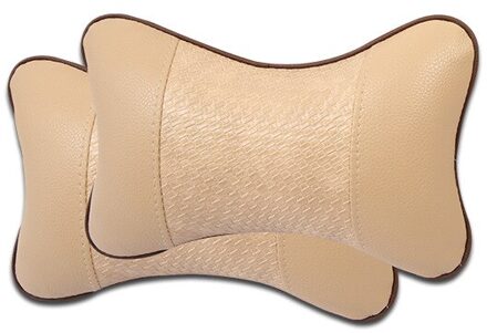 brand auto hals kussens zowel side pu lederen enkele hoofdsteun fit voor de meeste auto's gevuld fiber universal auto kussen Beige