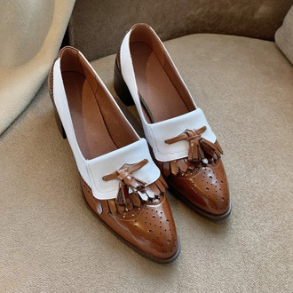 Brand Concise Pumps Women Shoes Spring Autumn 100% Genuine Cow Leather Basic Office Party Shoes Woman Square Heels Casual Shoes