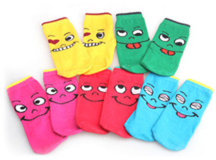Brand Eenvoudige Kleurrijke Neutrale Glimlach Gezicht Novelty Enkelsokken Vele Kleuren
