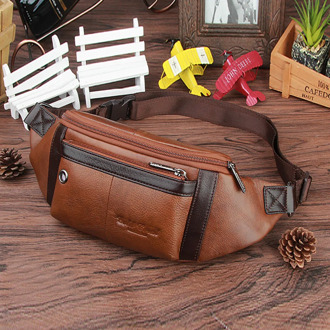 Brand Famous Men Genuine Natural Leather Messenger Chest Day Pack Shoulder Crossbody Bag Fashion Trend Waist Belt Pack Bags