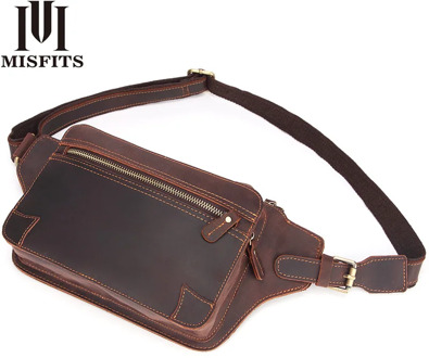 Brand Genuine Leather waist bag Large Capacity casual sports Anti-theft Crossbody bag Cell Phone Pocket Shoulder Bags