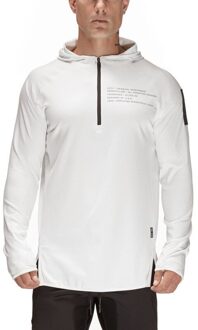 Brand Gym Sport Mannen Hoodies Rits Nek Sweaters Sport Brief Print Running Trui Mannen Sweatshirts Mannelijke Hooded Jassen wit / L