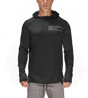 Brand Gym Sport Mannen Hoodies Rits Nek Sweaters Sport Brief Print Running Trui Mannen Sweatshirts Mannelijke Hooded Jassen zwart / L