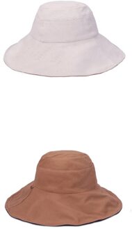 Brand Hoeden Vrouwen Double side gedragen Emmer Hoeden Vrouwelijke Streamer Zon Cap Grote Rand Sunbonnet Fedora Zomer Strand Hoed Beige