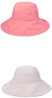 Brand Hoeden Vrouwen Double side gedragen Emmer Hoeden Vrouwelijke Streamer Zon Cap Grote Rand Sunbonnet Fedora Zomer Strand Hoed donker roze