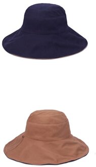 Brand Hoeden Vrouwen Double side gedragen Emmer Hoeden Vrouwelijke Streamer Zon Cap Grote Rand Sunbonnet Fedora Zomer Strand Hoed marine