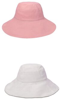 Brand Hoeden Vrouwen Double side gedragen Emmer Hoeden Vrouwelijke Streamer Zon Cap Grote Rand Sunbonnet Fedora Zomer Strand Hoed Roze