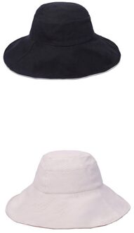 Brand Hoeden Vrouwen Double side gedragen Emmer Hoeden Vrouwelijke Streamer Zon Cap Grote Rand Sunbonnet Fedora Zomer Strand Hoed zwart