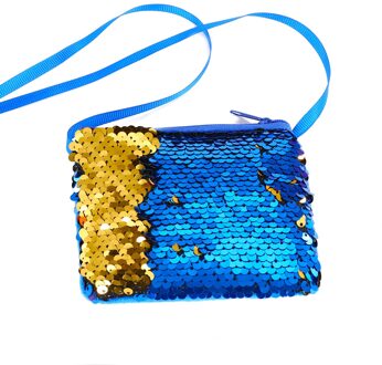 Brand Leuke Sequin Kleine Tas Purse Schouder Crossbody Handtas Voor Kinderen Kids Portemonnees Blauw