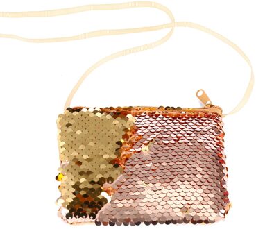 Brand Leuke Sequin Kleine Tas Purse Schouder Crossbody Handtas Voor Kinderen Kids Portemonnees champagne
