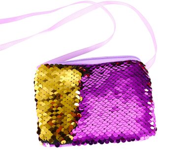 Brand Leuke Sequin Kleine Tas Purse Schouder Crossbody Handtas Voor Kinderen Kids Portemonnees Paars