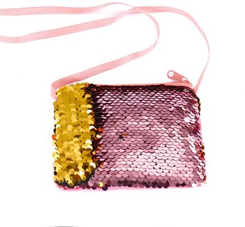 Brand Leuke Sequin Kleine Tas Purse Schouder Crossbody Handtas Voor Kinderen Kids Portemonnees Roze