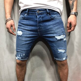 Brand Mannen Shorts Jeans Korte Broek Vernietigd Skinny Jeans Ripped Broek Verzwakte Denim Xl