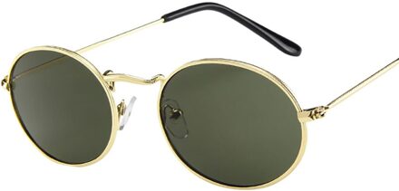 Brand Oval Zonnebril Retro Vrouwen Bestuurder Tinten Vrouwelijke Vintage Zonnebril Ellips Metalen Frame Bril Zomer Uv