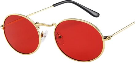 Brand Oval Zonnebril Retro Vrouwen Bestuurder Tinten Vrouwelijke Vintage Zonnebril Ellips Metalen Frame Bril Zomer Uv