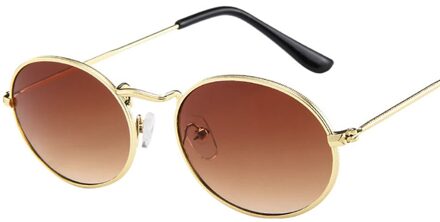 Brand Oval Zonnebril Retro Vrouwen Bestuurder Tinten Vrouwelijke Vintage Zonnebril Ellips Metalen Frame Bril Zomer Uv