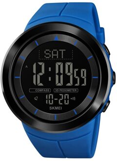 Brand Skmei Digitale Sport Horloge Kompas Calorie Stappenteller Horloge Luxe Waterdicht Stopwatch Chronograaf Elektronische Horloge blauw