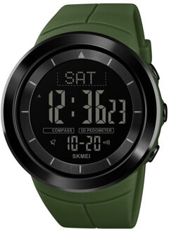 Brand Skmei Digitale Sport Horloge Kompas Calorie Stappenteller Horloge Luxe Waterdicht Stopwatch Chronograaf Elektronische Horloge groen
