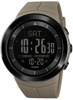 Brand Skmei Digitale Sport Horloge Kompas Calorie Stappenteller Horloge Luxe Waterdicht Stopwatch Chronograaf Elektronische Horloge khaki