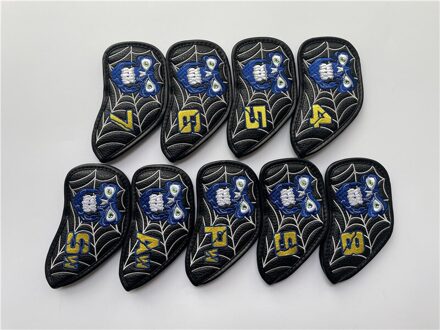 Brand Skull Golfclubs Cover Voor Strijkijzers 9Pcs 456789PAS Zwart Pu Golf Iron Set Hoofd Covers Ems