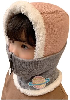 Brand Stijlvolle En Hoogwaardige Kinderen Gebreide Wollen Sjaal Muts Pompom Cap Set Warm Winter + Gezichtsmasker Winddicht comfortabele khaki
