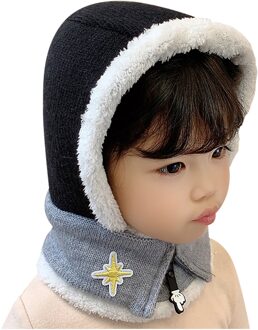 Brand Stijlvolle En Hoogwaardige Kinderen Gebreide Wollen Sjaal Muts Pompom Cap Set Warm Winter + Gezichtsmasker Winddicht comfortabele zwart