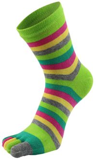 Brand Vrouwen Grappig Streep Teen Sokken Katoen Vijf Vingers Sokken Casual Zachte Sokken Met Tenen Kleurrijke Sokken 6 kleur groen