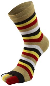 Brand Vrouwen Grappig Streep Teen Sokken Katoen Vijf Vingers Sokken Casual Zachte Sokken Met Tenen Kleurrijke Sokken 6 kleur khaki