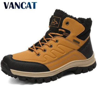 Brand Winter Men Snow Boots Warm Plush Men's Boots Waterproof Leather Ankle Boots Outdoor Non-slip Men's Hiking Boots Sneakers