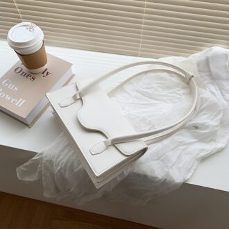 Branded Eenvoudige Pu Lederen Schoudertas Onderarm Zak Voor Vrouwen Zomer Groen Geel Leuke Handtassen En Portemonnees wit