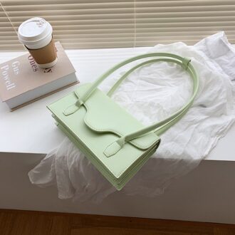 Branded Eenvoudige Pu Lederen Schoudertas Onderarm Zak Voor Vrouwen Zomer Groen Geel Leuke Handtassen En Portemonnees