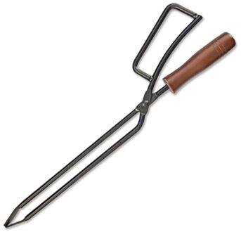Brandhout Tang Met Houten Handvat Metalen Hittebestendige Barbecue Haard Tang Oven Koken Tong Keuken Levert Gereedschap