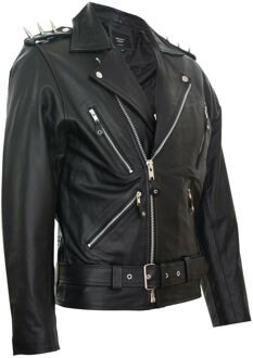 Brando zwart leren bikerjack met 'Ghostrider'-spijkers - maat 2XL
