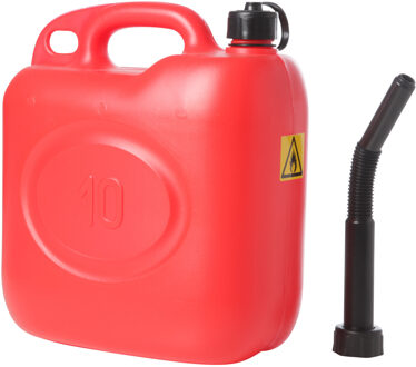 Brandstof tank Jerrycan - rood - 10 liters - benzine - diesel - kunststof - met schenktuit
