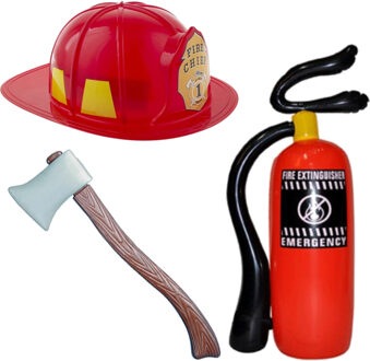 Brandweer carnaval verkleed assessoires set van 3x stuks