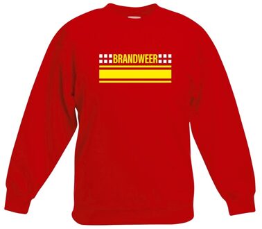 Brandweer logo sweater rood voor kinderen 7-8 jaar (122/128)