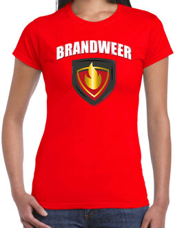 Brandweer met embleem verkleed t-shirt / outfit rood voor dames L