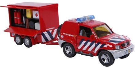 Brandweerauto met aanhangwagen Rood