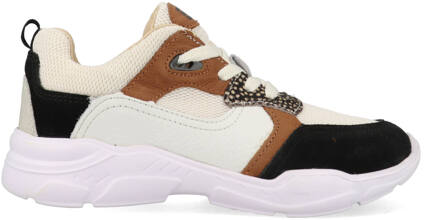 Braqeez Renee Run Meisjes Sneakers - Beige - Suède - Veters