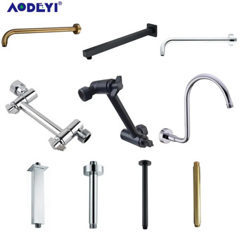Brass Black Chrome G1/2 Shower Head Holder Arm Extension Brushed Gold Wall Ceiling Mounted Fixed Pipe Bracket Bar Accessories