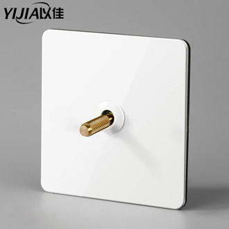 Brass wall switch,Vintage metal toggle knob 220V 1/2/3/4Gang.2Way 10A switch for living room brass lever white panel