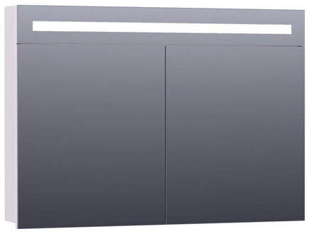 Brauer 2.0 Spiegelkast - 100x70x15cm - verlichting geintegreerd - 2 links- en rechtsdraaiende spiegeldeuren - MDF - mat wit 7296 Wit mat