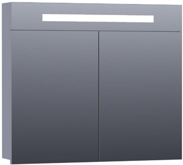 Brauer 2.0 Spiegelkast - 80x70x15cm - verlichting geintegreerd - 2 links- en rechtsdraaiende spiegeldeuren - MDF - mat grijs 7305