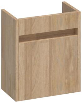 Brauer Adore Fonteinkast - 40 cm - met 1 Deur Greeploos Linksdraaiend - Vingerlas Eiken Grijs